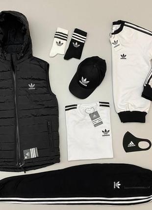 Набір 8в1 adidas: жилетка світшот штани футболка, кепка  шкарпетки 2 пари