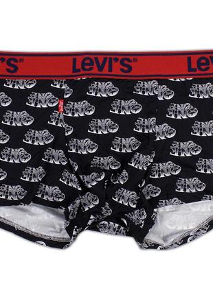 Чоловічі труси levis, приємний гладкий матеріал, колір чорний із написом one, різні розміри