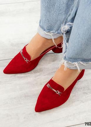 Элитная коллекция туфли с декором замш красные2 фото