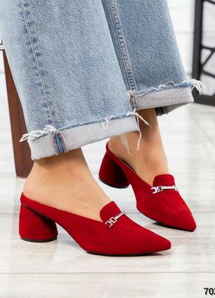 Элитная коллекция туфли с декором замш красные4 фото