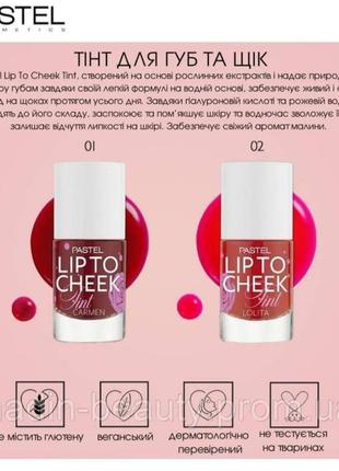 Тинт для губ и щек pastel lip to cheek tint тон 02 lolita3 фото