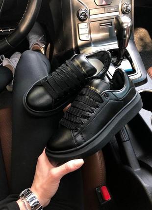 Шикарные женские кроссовки alexander mcqueen black кожаные (36-40)😍