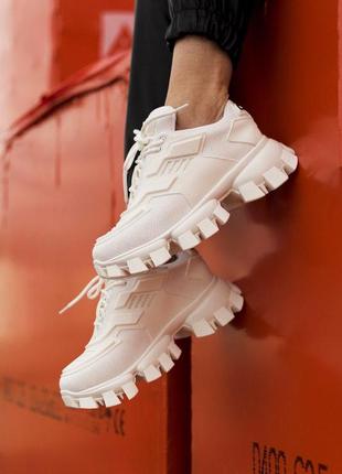 Полностью белые женские кроссовки prada cloudbust thunder white (36-41)😍