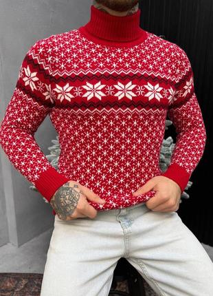 Новогодний свитер вязаный/новогодный свитер вязаный red1 фото