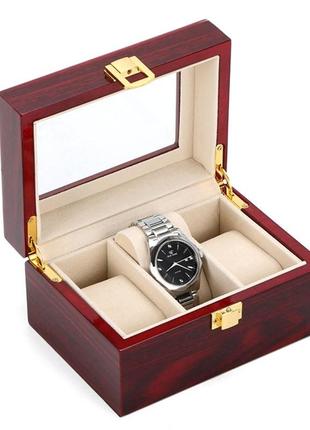 Органайзер скринька дерев'яна коробка бокс із дерева для годинника 3 комірки4 фото