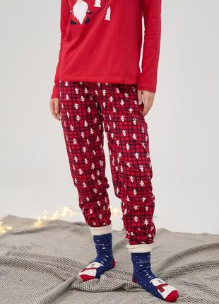 Комплект женский домашний зимний красный, женская зимняя пижама красная9 фото