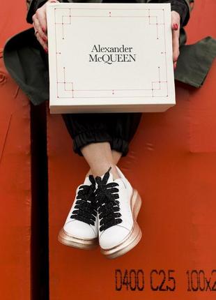 Alexander mcqueen кожаные женские кроссовки маквин в белом цвете (36-41)😍3 фото