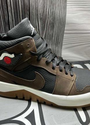 Nike air jordan зимние отличные кожаные высокие кроссовки для мужчин корчневые3 фото