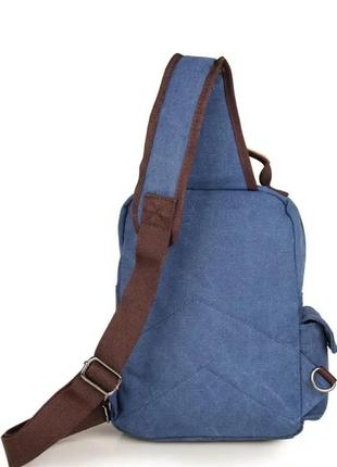 Рюкзак на одно плечо синий текстильный2 фото