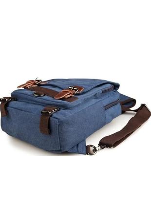Рюкзак на одно плечо синий текстильный3 фото