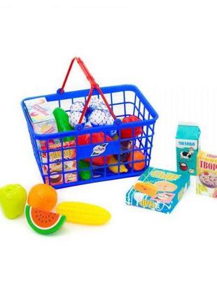 Кошик із продуктами "супермаркет", 23 ел (синя)1 фото