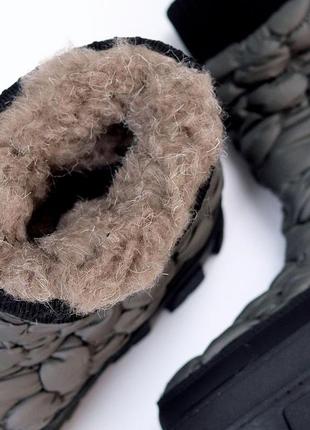 Зимние сапоги дутики с натуральным мехом, ботинки плащевка.имние сапоги дутики на меху ботинки8 фото