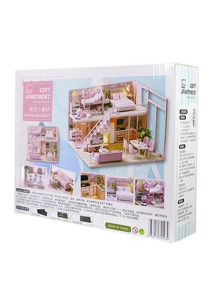 Кукольный дом конструктор diy cute room l-027-bc pink house7 фото