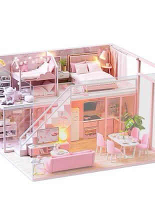 Кукольный дом конструктор diy cute room l-027-bc pink house1 фото