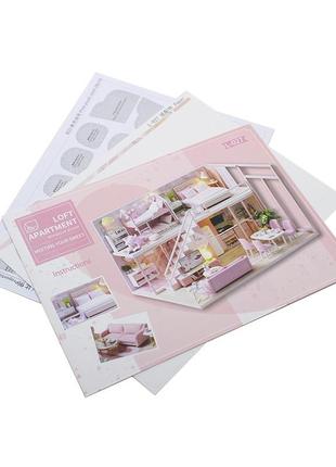 Кукольный дом конструктор diy cute room l-027-bc pink house6 фото