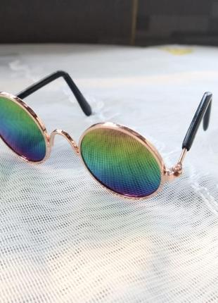 Окуляри для собак pet style 8 см райдужні в золоті