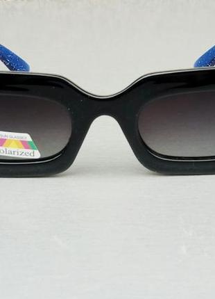 Gucci очки женские солнцезащитные черные с синим узкие поляризированые3 фото