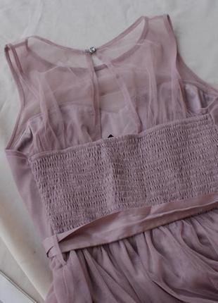 Брендовое длинное люлевое коктельное платье сетка пудрового оттенка от little mistress5 фото