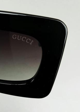 Gucci жіночі сонцезахисні окуляри чорні з синім вузькі поляризированые9 фото