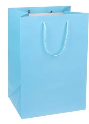 Пакет картонный вертикальный голубой 26*38*21см 210г/м² (упаковка 12 шт)