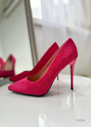 Туфлі лодочки жіночі на шпильці фуксія рожеві1 фото