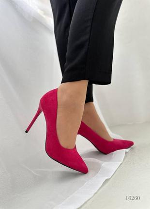 Туфлі лодочки жіночі на шпильці фуксія рожеві4 фото