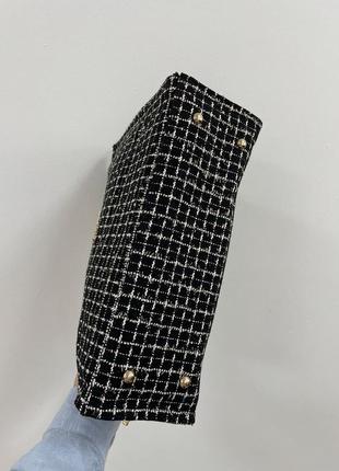 Женская стильная сумка в стиле tote bag black/white люкс качество4 фото
