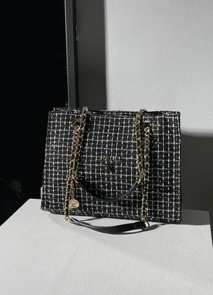 Женская стильная сумка в стиле tote bag black/white люкс качество8 фото