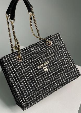 Женская стильная сумка в стиле tote bag black/white люкс качество9 фото