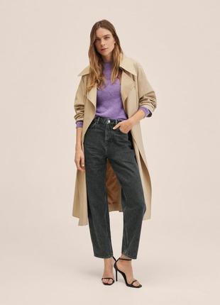 Джинсы tapered с высокой талией mango серые трендовые базовые женские
