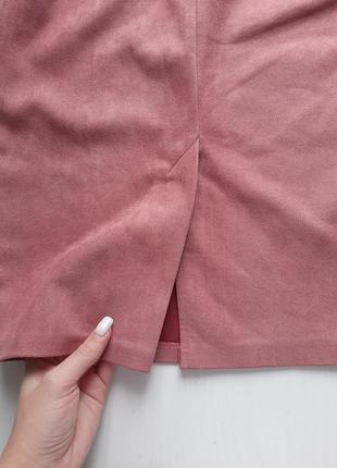 Замшевая, розовая юбка3 фото