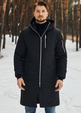 Теплая зимняя парка, удлиненная куртка зимняя мужская с капюшоном на тенсулейте р-ры s-xxl3 фото