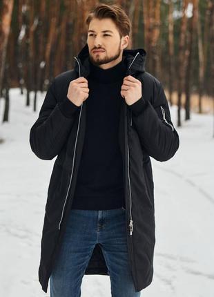 Теплая зимняя парка, удлиненная куртка зимняя мужская с капюшоном на тенсулейте р-ры s-xxl9 фото
