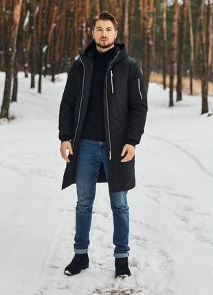 Теплая зимняя парка, удлиненная куртка зимняя мужская с капюшоном на тенсулейте р-ры s-xxl8 фото