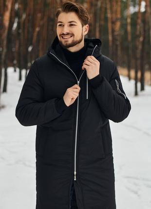 Теплая зимняя парка, удлиненная куртка зимняя мужская с капюшоном на тенсулейте р-ры s-xxl2 фото