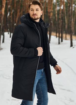 Теплая зимняя парка, удлиненная куртка зимняя мужская с капюшоном на тенсулейте р-ры s-xxl6 фото