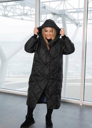 Женское стеганное пальто большого  размера: 48-50; 52-54; 56-58; 60-62