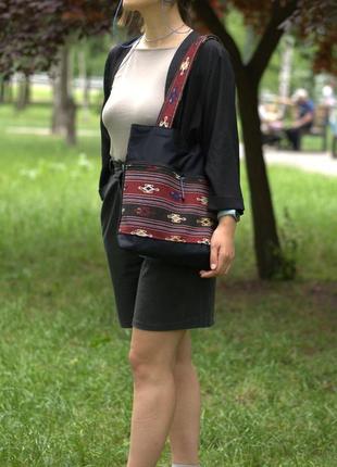 Жіноча сумка-шоппер "важниця е" ручна робота.5 фото