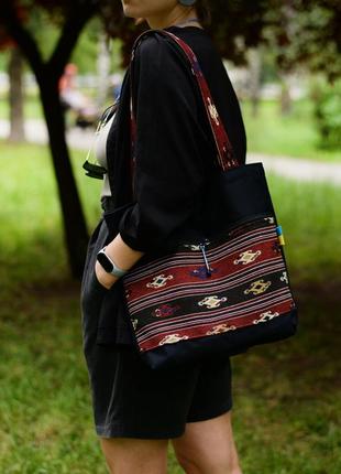 Жіноча сумка-шоппер "важниця е" ручна робота.7 фото