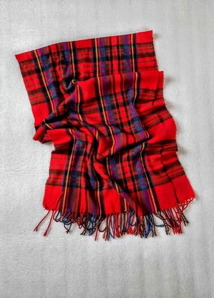 Стильний актуальний об'ємний шарф у клітку палантин шаль2 фото