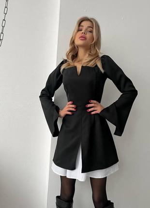 Черное платье с белым краечком