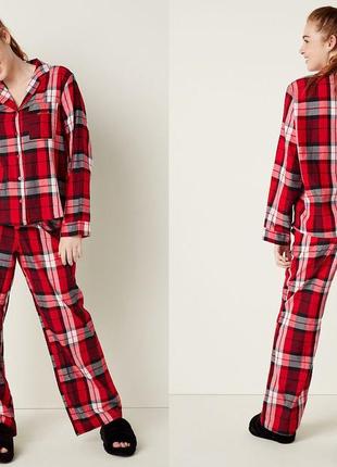 Фланелева піжама pink victoria's secret vs вікторія сікрет пижама