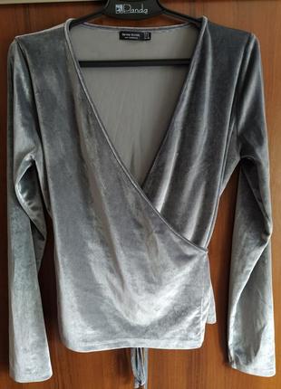 Кофта блуза велюровая на запах2 фото