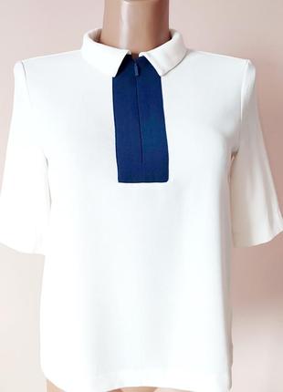 Блуза женская топ с молнией кофта zara trafaluc белая с контратной вставкой блуза классическая2 фото