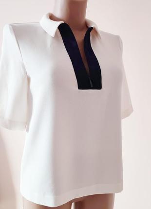 Блуза женская топ с молнией кофта zara trafaluc белая с контратной вставкой блуза классическая4 фото