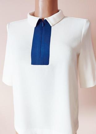 Блуза женская топ с молнией кофта zara trafaluc белая с контратной вставкой блуза классическая1 фото