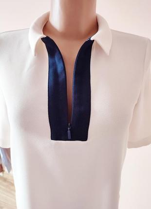 Блуза женская топ с молнией кофта zara trafaluc белая с контратной вставкой блуза классическая5 фото
