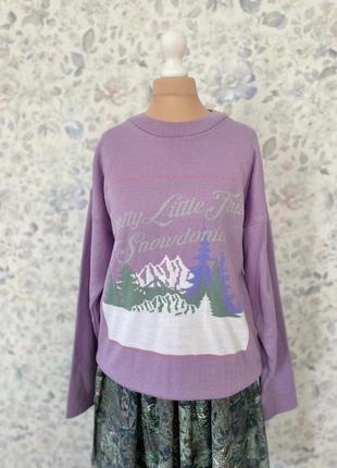 Лавандовий зимовий светр з гірським мотивом plt m
