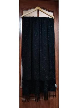 Шарф dennis by dennis basso италия дизайнерский чёрный длинный широкий шарф палантин глиттер3 фото