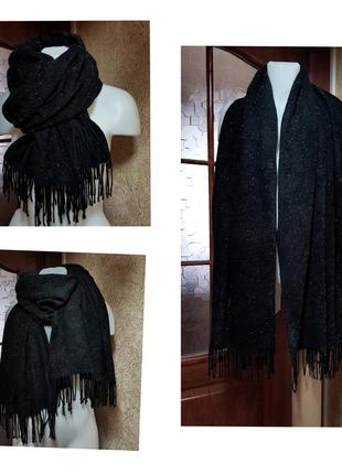 Шарф dennis by dennis basso италия дизайнерский чёрный длинный широкий шарф палантин глиттер